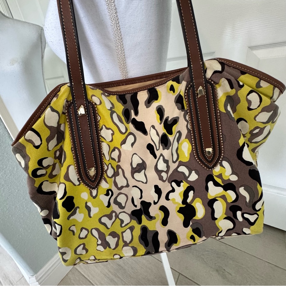 Diane Von Furstenberg Canvas and Leather Tote with attached small bag